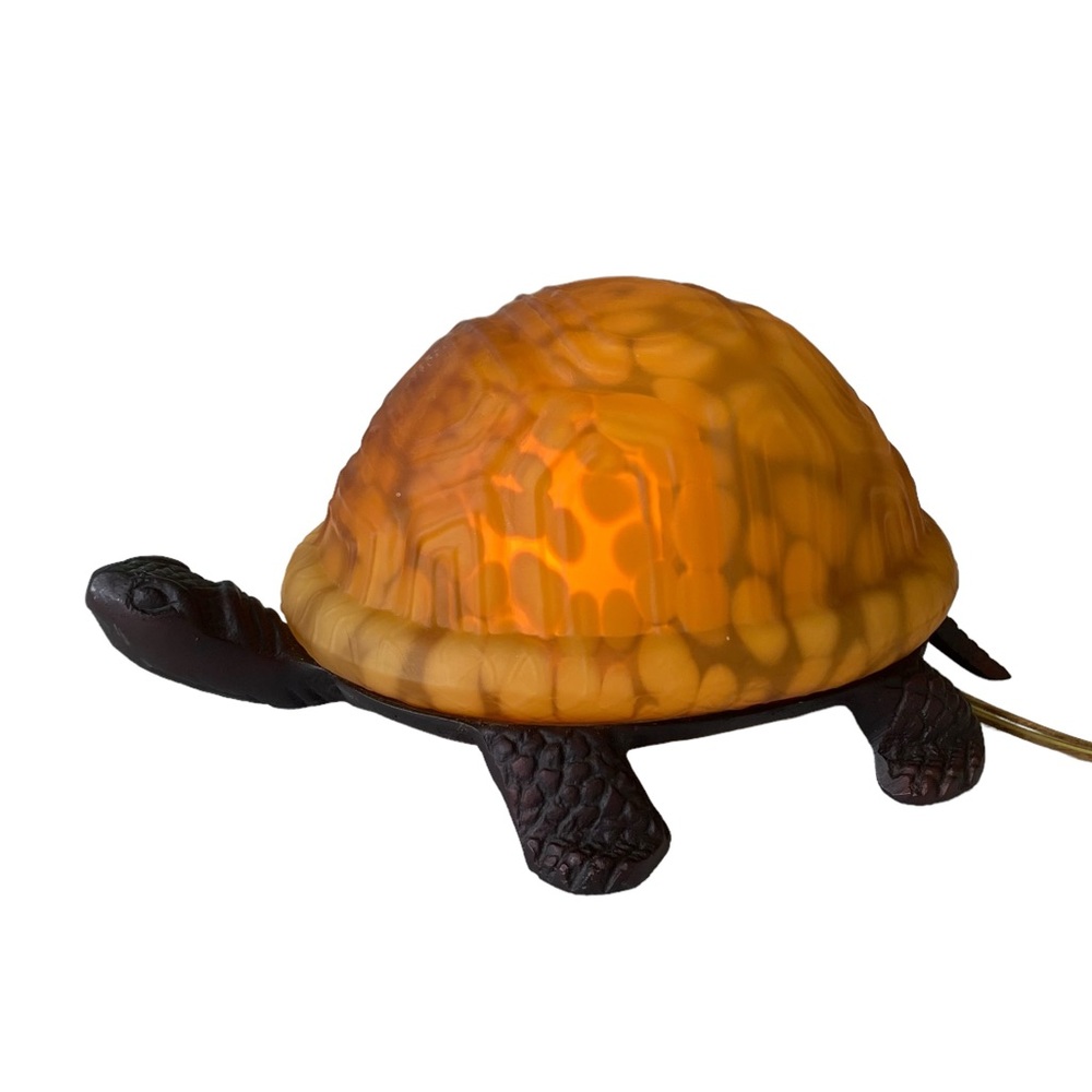 Vintage 90’s Meyda Tiffany Amber Turtle Light (Baby Nightlight Nursery Tortoise) - Picture 6 of 12